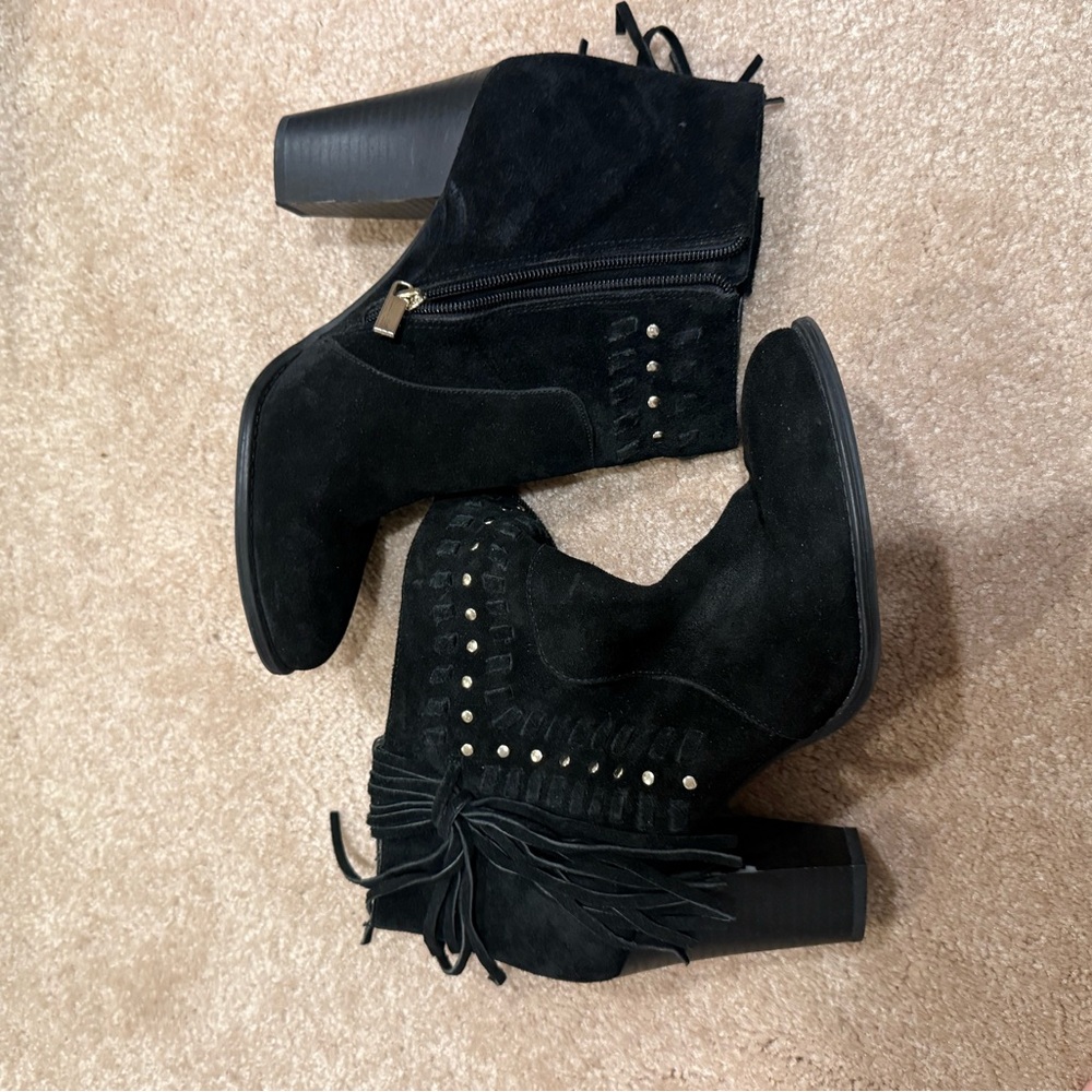 INC Black Suede Ankle Boots size 10